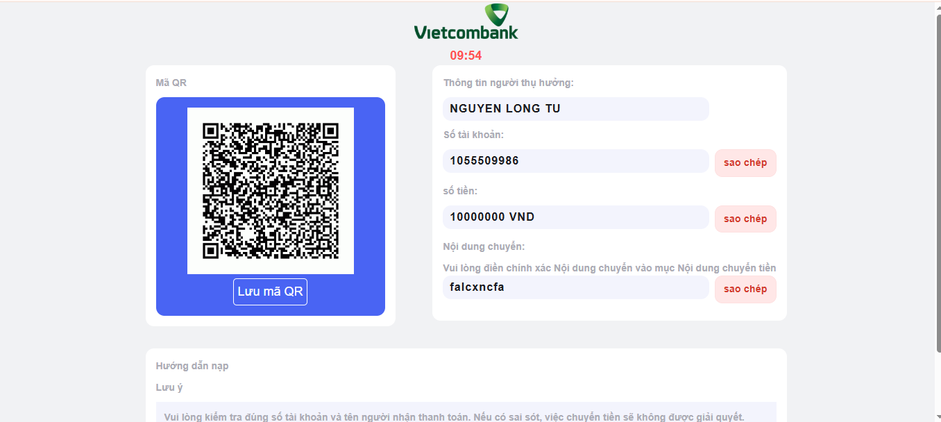 Cách nạp tiền BJ88 thông qua hình thức Internet Banking